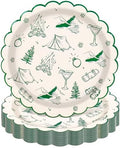 JarThenaAMCS 40Pcs Camp Bachelorette Party Paper Plates Summer Camping Theme Scalloped Disposable Plate Green Dessert Salad Plate for Wedding Bridal Shower Birthday Party Decor, 9 Inch by JarThenaAMCS