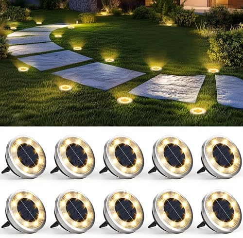 SOLPEX 10 Pack Solar Ground Lights Outdoor, Backyard Decor Warm White by Solpex
