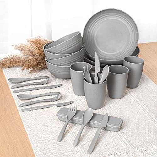 FOODLE Wheat Straw Dinnerware Set - RV, Camping, Picnic Plates Cups & Bowls - Image 7
