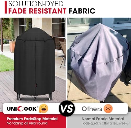 Unicook Round Smoker Charcoal Grill Cover Waterproof, Large, 30"Dia x 36"H - Image 4