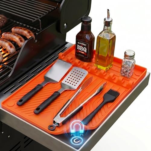 Magnetic Silicone Grill Mat for Side Shelves, 16x11.5 in, Orange by Unknown