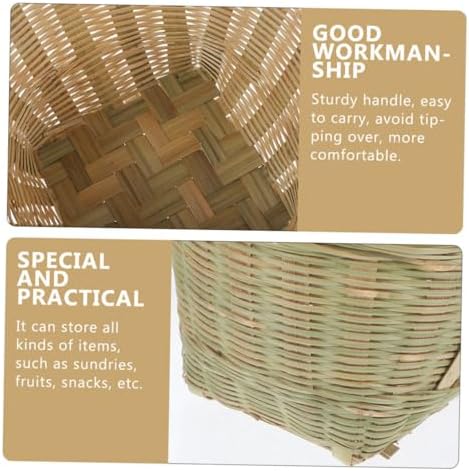BESPORTBLE 4pcs Woven Storage Basket Handle Picnic Fruit Collection Baskets Rustic Home Decor for Outdoor Activities and Kitchen Organization - Image 6