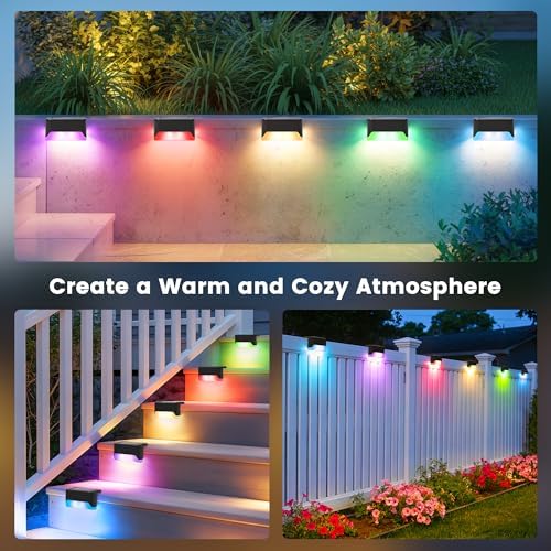 SOLPEX Solar Deck Lights Outdoor,Fence Lights Waterproof,16 Pack RGB - Image 5