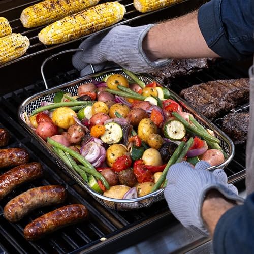 Maverick Stainless Steel Mesh Roasting Pan – Heavy-Gauge 304 Stainless Steel Grill Basket for BBQ & Smoking, Open Mesh Design for Heat & Smoke Circulation, Dishwasher Safe, 16.5 x 11 Inches - Image 5