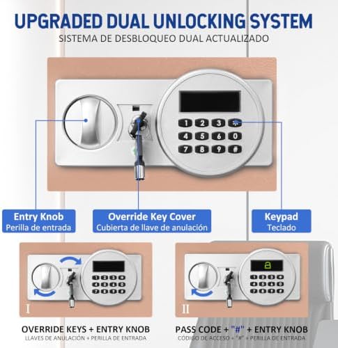 Voncabay Money Safe Box for Home with Digital Keypad, 0.8 Cu. Ft., Khaki - Image 3