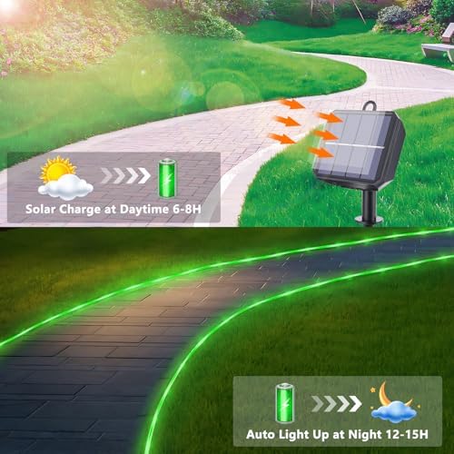 Solar Rope Lights, 2 Pack Total 66ft 200LED Solar String Lights, 8 Modes - Image 4