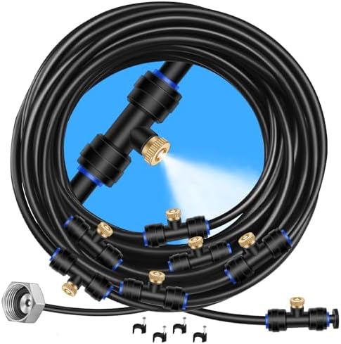 GOXAWEE Misting Cooling System, 26FT (8M) Mist Line, 7 Brass Mister Nozzles by GOXAWEE