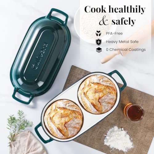 Cast Iron Double Dutch Oven, Mini Enamel Sourdough Bread Pan with Lid - Image 6