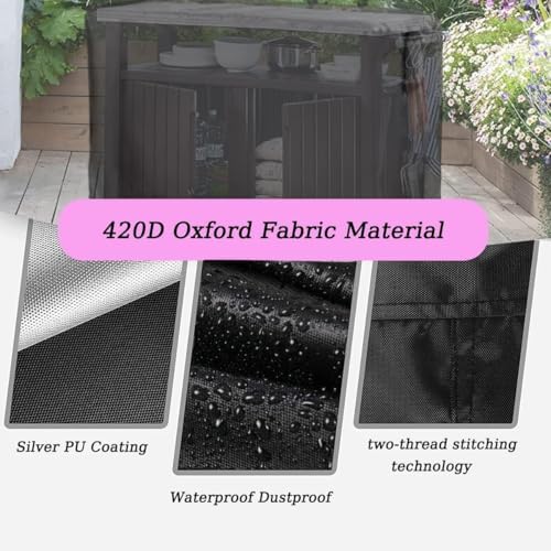 Prep Table Cover for Movable Dining Cart Table, 78inch Outdoor BBQ Cart Cover Bar Tool Cart Covers Cooler Covers - 78"L×36"W×43"H, Black - Image 5