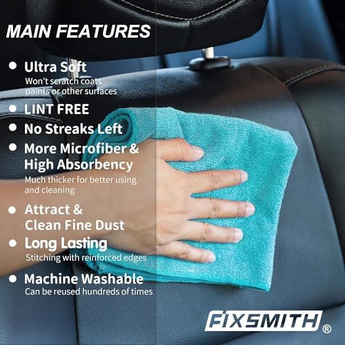 FIXSMITH Microfiber Cleaning Cloth - Pack of 100, Microfiber Towels for Cars 16 x 12 in, Highly Absorbent Cleaning Rags, Lint-Free, Streak-Free Cleaning Cloths for Car Kitchen Home Office - Image 6