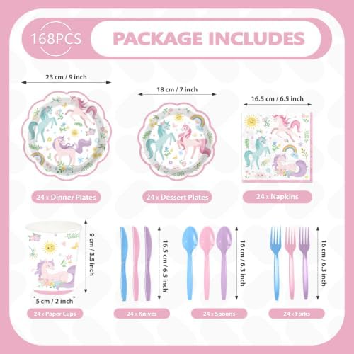 168 Pcs Magical Pastel Unicorn Decorations for Birthday Serves 24 - Image 2