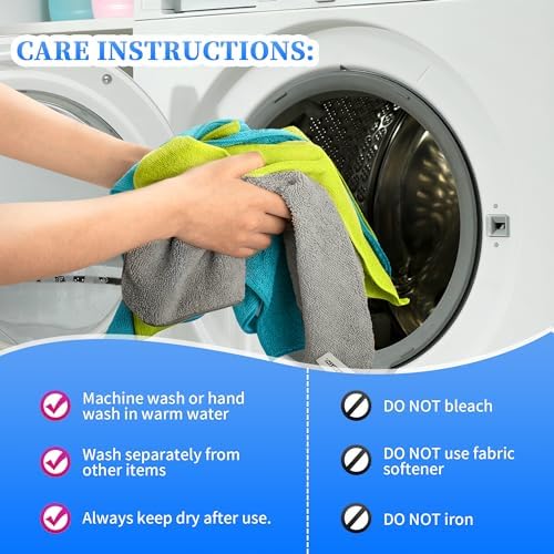 FIXSMITH Microfiber Cleaning Cloth - Pack of 24, Multi-Functional Towels, Size: 12 x 16 in, Highly Absorbent Rags, Lint-Free, Streak-Free for Car, Kitchen, Home, Office - Image 7