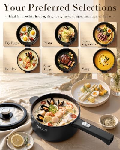 Dezin 2L Hot Pot Electric, Non-Stick Electric Pan, 700W Adjustable Power - Image 4