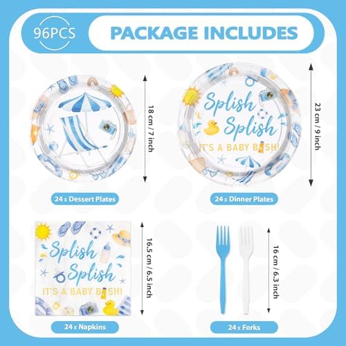 96 Pcs Splish Splash Baby Shower Decorations for Kids Hawaiian Serves 24 - Image 5