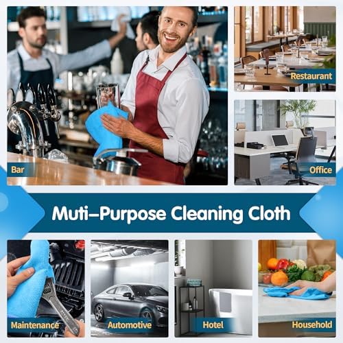 FIXSMITH Blue Microfiber Cleaning Cloth -Pack of 8, Highly Absorbent Cleaning Rags, 16"X12" All Purpose Cleaning Towels for Housekeeping, Kitchen, Car, Lint Free and Reusable Microfiber Towels - Image 7