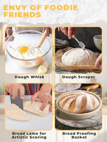 Dutch Oven Bread Baking Pot with Lid 6QT Enameled Cast Iron Oven, White Design & Complete Sourdough Kit (Banneton Basket, Dough Tools, Silicone Sling) for Artisan Bread Making - Image 7