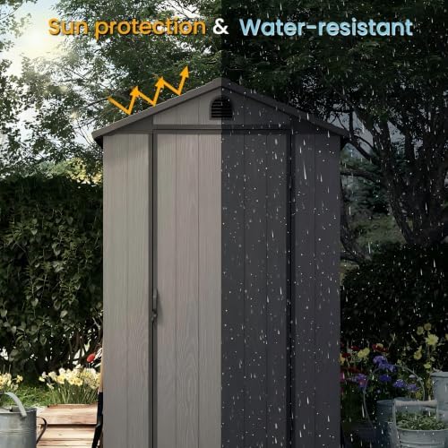 Patiowell 4x6 FT Resin Storage Shed with Floor, Dark Gray - Image 5