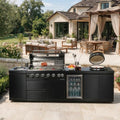 115'' Propane Gas Outdoor Kitchen Island with Kamado Charcoal Grill Fridge by Unknown