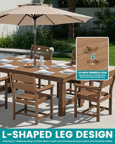 SERWALL HDPE Outdoor Dining Table and Chairs Set for 4 - Image 5