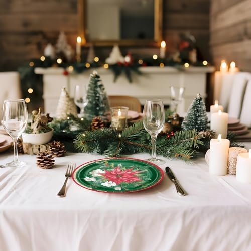 WRAPAHOLIC 25Pcs Christmas Paper Plates - 9 Inch Gold Foil Poinsettia Flower Disposable Plates Decorative Dinner Plates for Christmas Party Tableware Supplies Table Decor - Image 6
