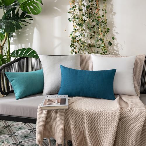 MIULEE Decorative Outdoor Pillow Covers Lumbar Waterproof 12x20 Blue - Image 4