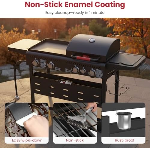 LAUDLIFE 5-Burner Propane Grill Griddle Combo with Side Burner - Image 5