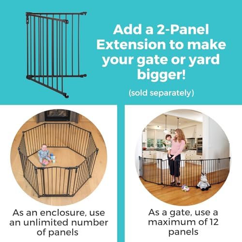 Toddleroo 3-in-1 Arched 2-Panel Metal Superyard Extension; 30" Tall, Bronze - Image 2
