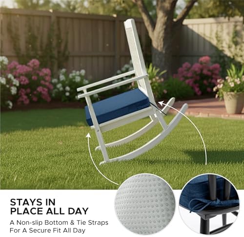 Outdoor Chair Cushions, Set of 4, 19 x 19 Inch, Navy Blue - Image 5