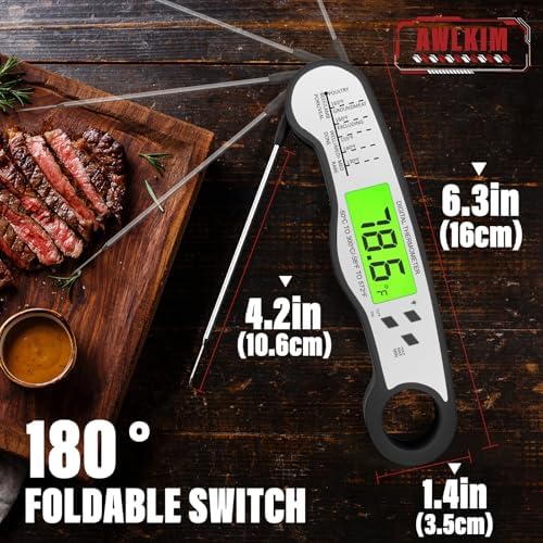 AWLKIM Meat Thermometer Digital, Instant Read Food Thermometer, Black - Image 3