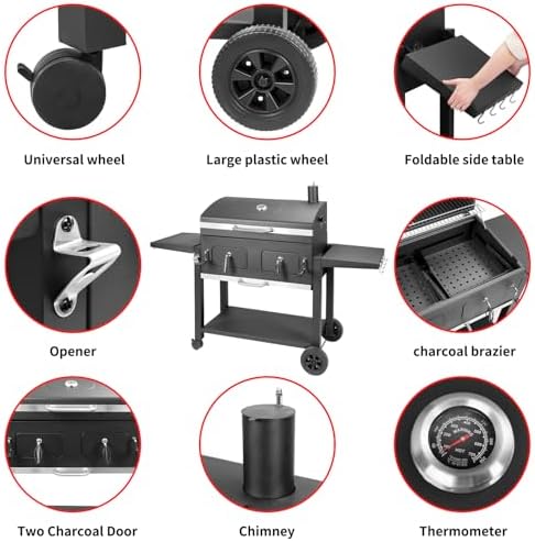 Charcoal Grill 753 Sq In,Extra Large BBQ Grill Adjustable Charcoal Trays - Image 2