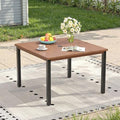 Outdoor Dining Table with Adjustable Umbrella Hole, 40.2" All-Weather Square Patio Dining Table for 4, Metal Patio Table for Garden Lawn Porch Deck Yard, Walnut by ProvideOutdoorSolutions