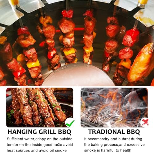 Stainless Smokeless Charcoal Grills Surround Charcoal Barrel Grill 360° Smokeless Outdoor Barbecue Grill for Travel for Travel, Outdoor Cooking and BBQ, Camping Grill Picnic Patio Backyard - Image 4