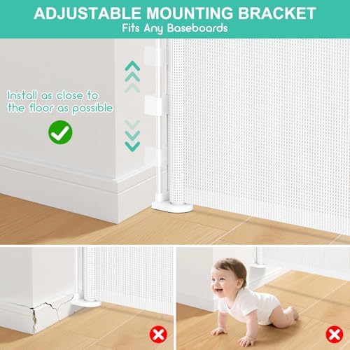 EZIGO 55 Inch Retractable Baby Gates, 41 Inch Extra Tall Retractable Gate - Image 7
