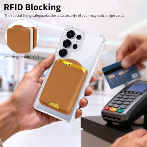 Magnetic Wallet for Samsung Galaxy S26 S25 S24 Series, Fold 8 Ultra with Magsafe Case, for iPhone 18-12 Series, RFID Blocking Leather Magnetic Card Holder | Holds 3 Cards | Brown - Image 5