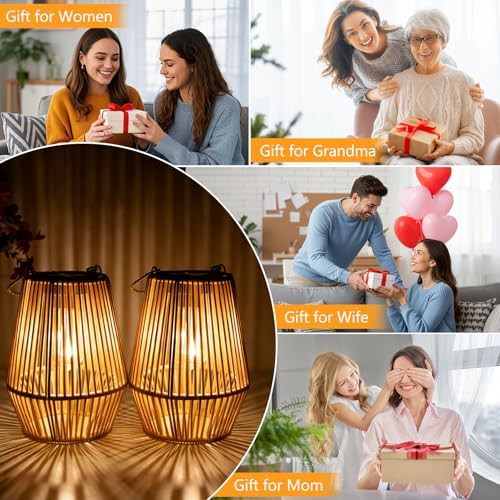 2PCS Solar Lanterns Outdoor Waterproof Garden Gifts for Women Mom Grandma - Image 3