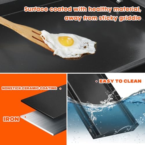 onlyfire 25" x 16" Ceramic Coated Non-Stick Flat Top Griddle Insert - Image 6