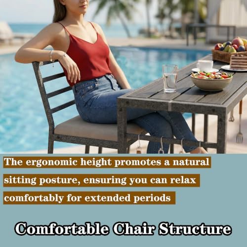 3Pcs Outdoor Patio Bar Set, 55" Rectangular High Top Table & Chair Set - Image 4