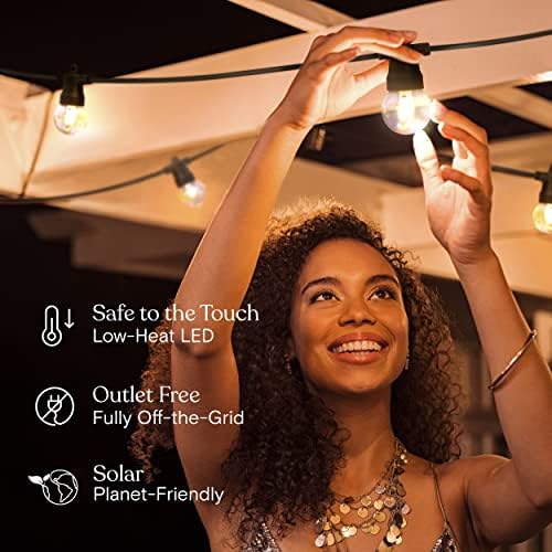 Brightech Ambience Pro 27 Ft Solar Powered Outdoor String Lights - Commercial Grade Waterproof Patio Lights Withn Edison Globes, Shatterproof LED String Lights for Patio - 1W, Warm White, 12 Bulbs - Image 6