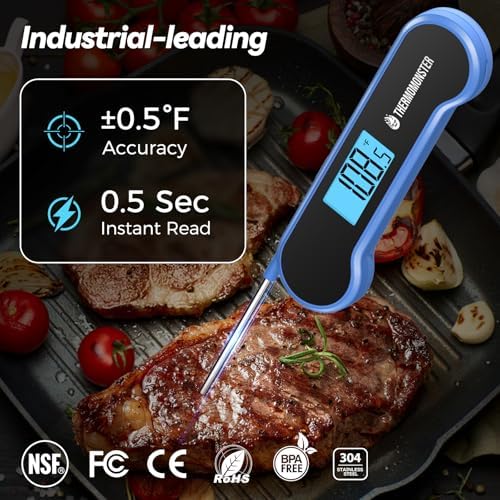 0.5 Sec Instant Read Meat Thermometer Digital for Cooking, Blue - Image 2