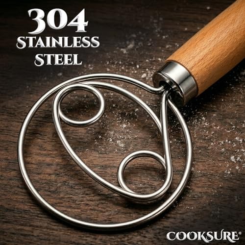 2Pcs Danish Dough Whisk & Bread Lame for Sourdough Bread – Wooden Handle Dough Whisk Mixer and Bread Scoring Tool, Artisan Sourdough Baking Tools & Bread Baking Supplies - Image 3