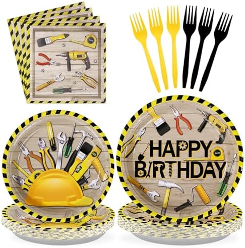 96 Pcs Handyman Tools Party Decorations for Little Builder, Serves 24 by Grencian