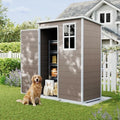 UDPATIO Outdoor Storage Shed 5x3 FT, Garden Resin Shed with Floor, Brown by UDPATIO