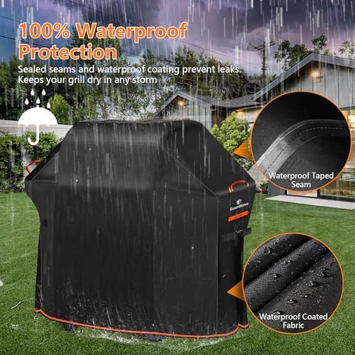 [Upgraded 1000D Heavy Duty Fabric] 52 inch Grill Cover for Outdoor Grill - Image 3