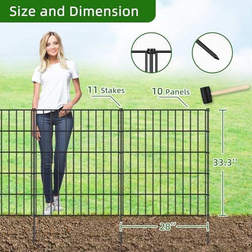 Metal Garden Fence 33.3 in x 23.3ft, Outdoor Dog Fence with Stakes for Yard - Image 3