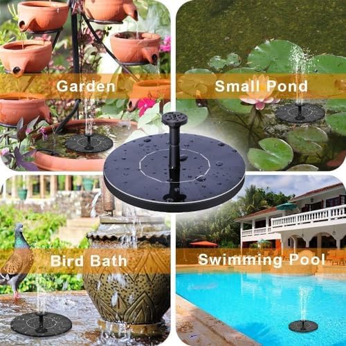 Solar Fountain Water Pump for Bird Bath, New Upgraded Mini Solar Powered Fountain Pump 1.5W Free Standing Solar Panel Kit Water Fountain for Garden, Pond, Pool, and Outdoor - Image 7