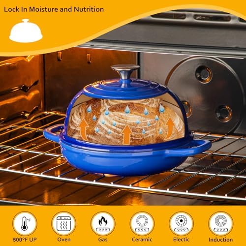 Velaze 5 QT Enameled Cast Iron Dutch Oven for Bread Baking with Dome Lid - Image 4