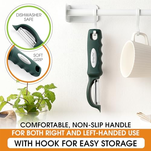 Spring Chef Potato Peeler for Kitchen with Soft Grip Handle, Pine Green - Image 3