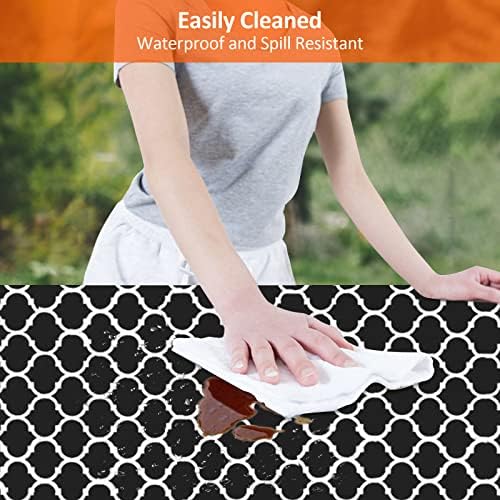 6ft 72in Picnic Table and Bench Cover, 3 Pack, Black-White Moroccan - Image 3