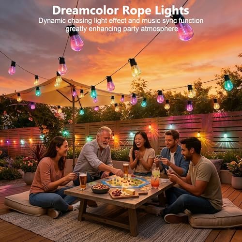Beizelte Outdoor String Lights, 290FT RGB+IC Outside Light Dimmable Shatterproof LED Bulbs, IP67 Waterproof Chasing Effect Lighting DreamColor Patio Strip Lights for Backyard, Balcony, Outdoor Living - Image 5