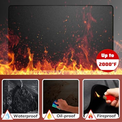 60x40 inch Under Grill Mats for Outdoor Grill, Fireproof Waterproof BBQ Pad - Image 3
